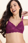 Zivame Dreamcatcher Padded Non Wired Medium Coverage Lace Bra - Dark Purple — thumbnail 5